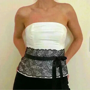 White corset with lace.